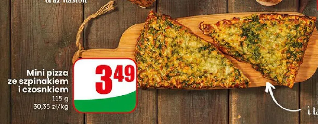 Mini pizza ze szpinakiem i czosnkiem promocja w Dino