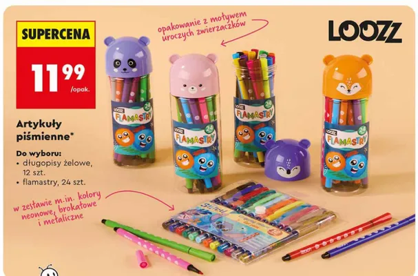 Artykuły piśmienne, długopisy żelowe 12 szt. promocja w Biedronka