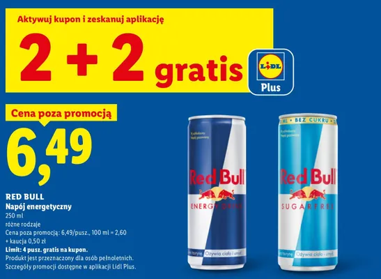Napój energetyczny Red Bull promocja w Lidl
