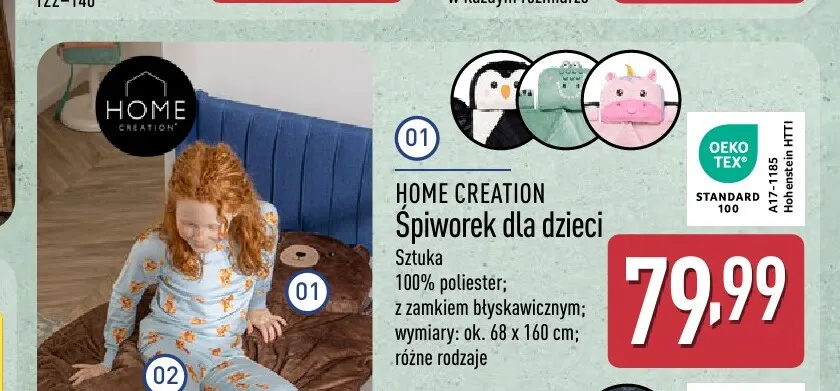 Śpiworek dla dzieci Home Creation promocja w Aldi