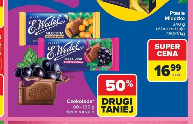 Czekolada mleczna E.Wedel Mirabelkowa promocja w Carrefour