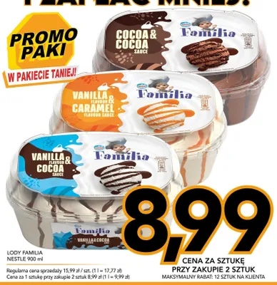 Lody Nestlé Familia Vanilla Flavour & Cocoa Sauce promocja w Kupiec
