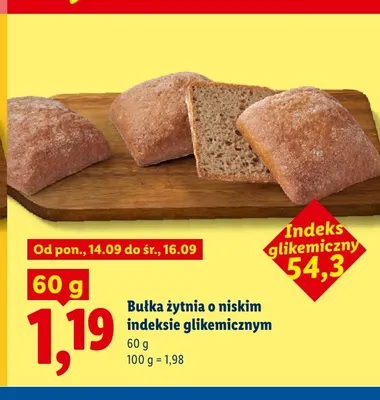 Bułka żytnia o niskim indeksie glikemicznym promocja w Lidl