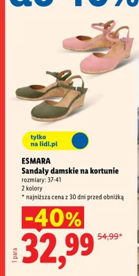 Sandały damskie na koturnie Esmara promocja w Lidl