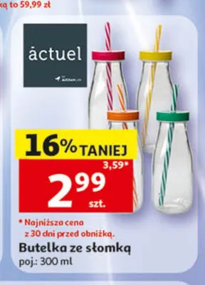 Butelka ze słomką actuel 300ml promocja w Auchan