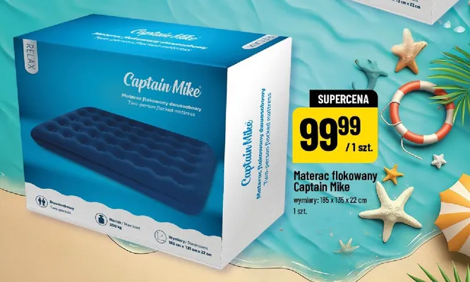Materac flokowany dwuosobowy Captain Mike promocja w POLOmarket