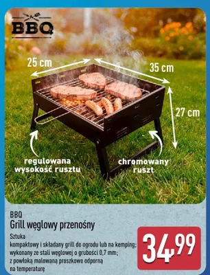 Grill węglowy przenośny BBQ promocja w Aldi
