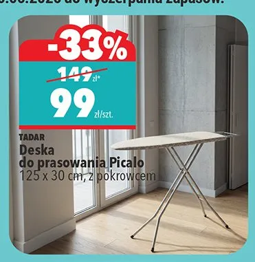 Deska do prasowania TADAR Picalo 125x30cm z pokrowcem promocja w Biedronka