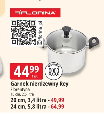Garnek nierdzewny Rey Florentyna 24 cm 5,8 l promocja w Leclerc