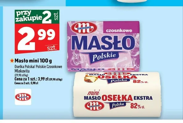 Masło mini Osełka Ekstra Polska Mlekovita promocja w TOPAZ