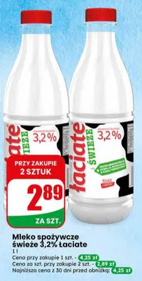 Mleko spożywcze świeże 3,2% łaciate promocja w Dino