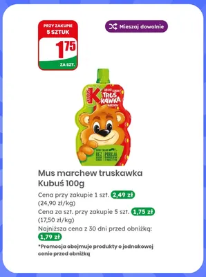 Mus marchew truskawka Kubuś promocja w Dino