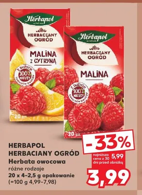Herbata owocowa Herbapol Herbaciany Ogród Malina promocja w Kaufland