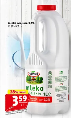 Mleko wiejskie 3,2% promocja w Prim Market