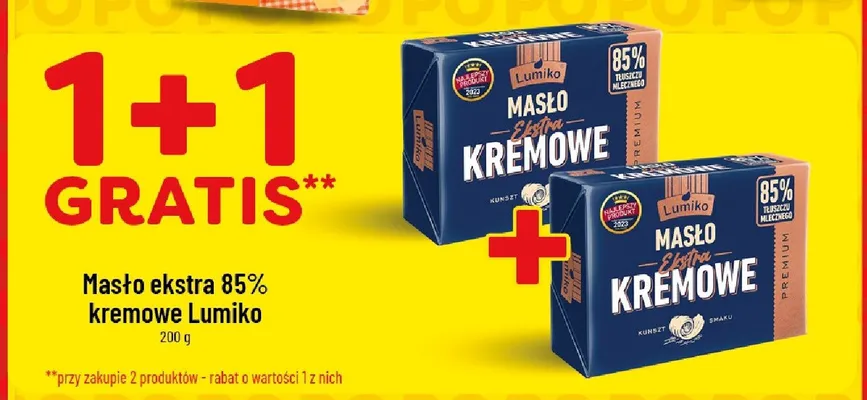 Masło ekstra 85% kremowe Lumiko promocja w POLOmarket