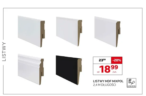 Listwy MDF Mixpol 2,4 m promocja w Komfort
