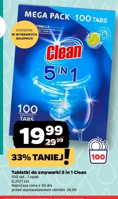 Tabletki do zmywarki 5 in 1 Clean promocja w Netto