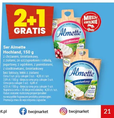 Ser Almette śmietankowy Hochland promocja w Twój Market