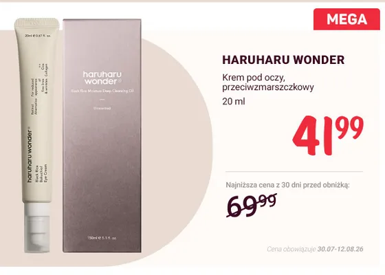 Krem pod oczy przeciwzmarszczkowy Haruharu Wonder promocja w Rossmann