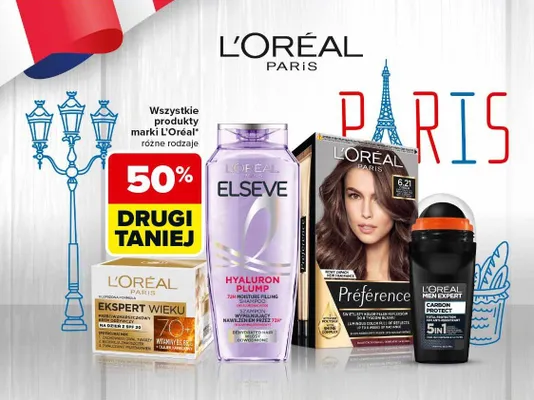 Wszystkie produkty marki L'Oréal DRUGI -50% promocja w Carrefour