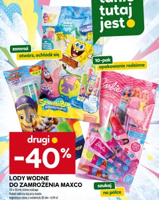 Lody wodne do zamrożenia Maxco SpongeBob SquarePants 10-pak 50 ml promocja w Stokrotka