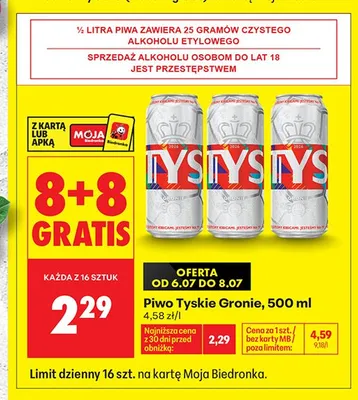 Piwo Tyskie Gronie promocja w Biedronka