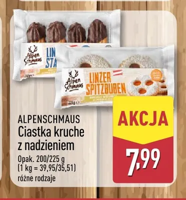 Ciastka kruche z nadzieniem Linzer Spitzbuben Alpenschmaus promocja w Aldi