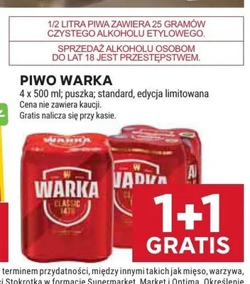 Piwo Warka 4-pak 500 ml promocja w Stokrotka
