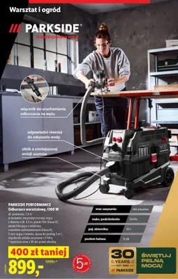 Odkurzacz warsztatowy Parkside Performance 1300W promocja w Lidl