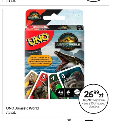 Gra karciana UNO Jurassic World promocja w Empik