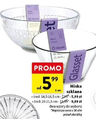 Miska szklana śred. 20,5-21,5cm promocja w Intermarche