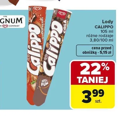 Lody Calippo Cola promocja w Carrefour