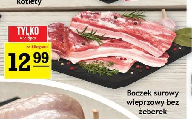 Boczek surowy wieprzowy bez żeberek promocja w Gram Market