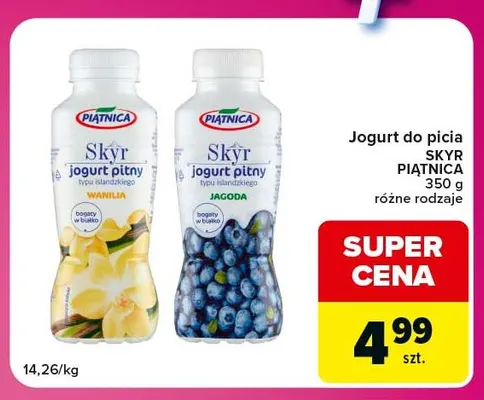 Jogurt do picia Skyr Piątnica jagodowy promocja w Carrefour Express