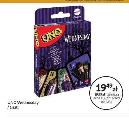 Gra karciana UNO Wednesday Mattel promocja w Empik