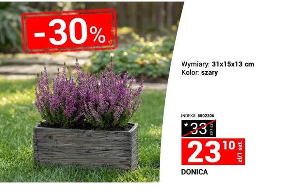 Donica szara 31x15x13cm promocja w Merkury Market