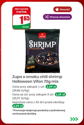 Zupa o smaku chili shrimp Halloween Vifon promocja w Dino