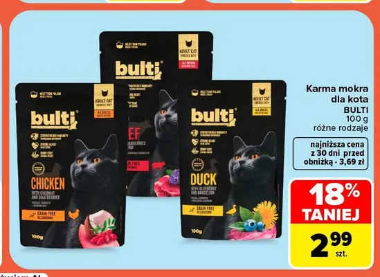 Karma mokra dla kota Bulti promocja w Carrefour