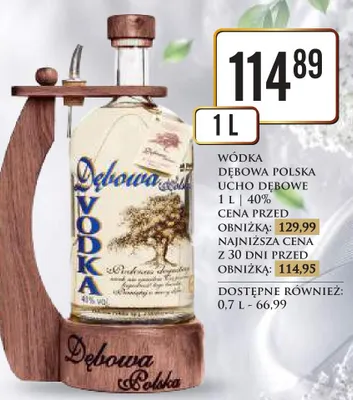 Wódka Dębowa Polska Ucho Dębowe 40% promocja w Dino
