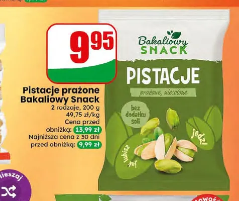 Pistacje prażone Bakaliowy Snack promocja w Dino