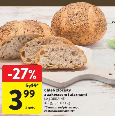 Chleb złocisty z zakwasem i ziarnami LA LORRAINE promocja w Intermarche