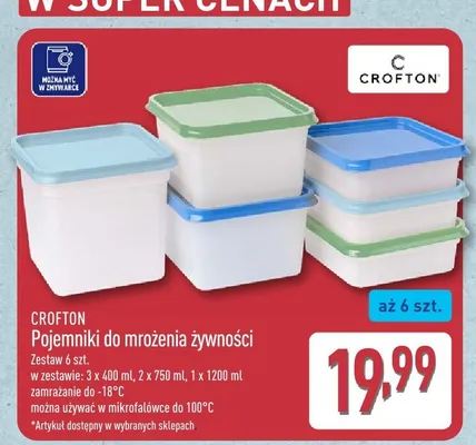 Pojemniki do mrożenia żywności Crofton promocja w Aldi