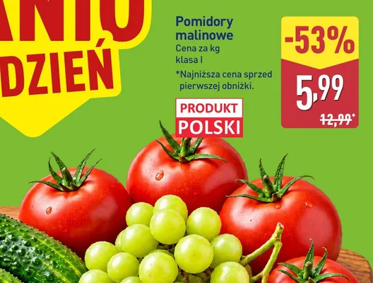 Pomidory malinowe polskie promocja w Aldi