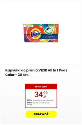 Kapsułki do prania Vizir All In 1 Pods Color promocja w Media Expert