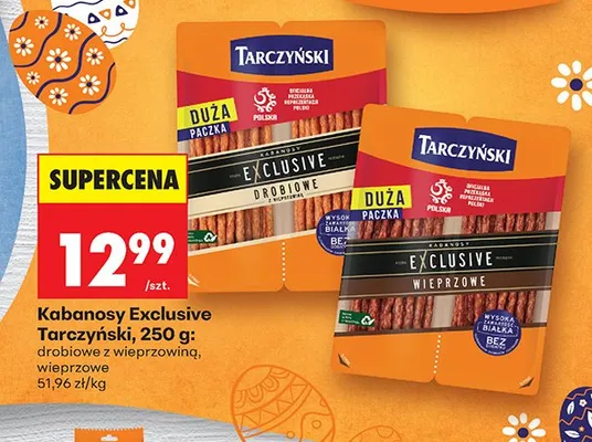 Kabanosy Exclusive drobiowe z wieprzowiną promocja w Biedronka
