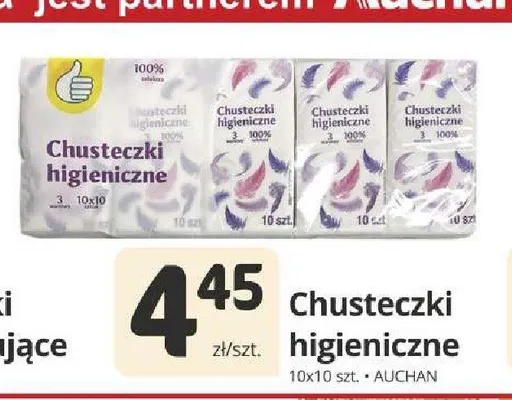 Chusteczki higieniczne Auchan 10-pak promocja w Marketvita