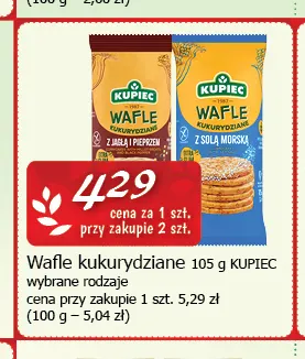 Wafle kukurydziane cheddar KUPIEC FITOS promocja w CEZAR Delikatesy