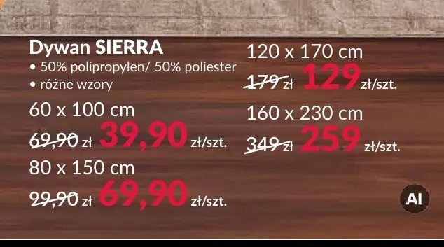 Dywan Sierra 120x170 cm promocja w Salony Agata
