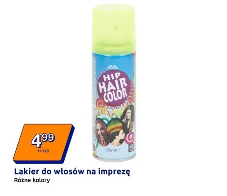 Lakier do włosów na imprezę, różne kolory promocja w Action