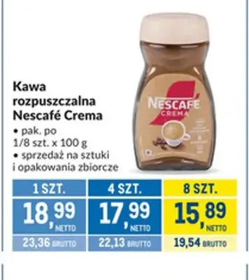 Kawa rozpuszczalna Nescafé Crema promocja w Makro